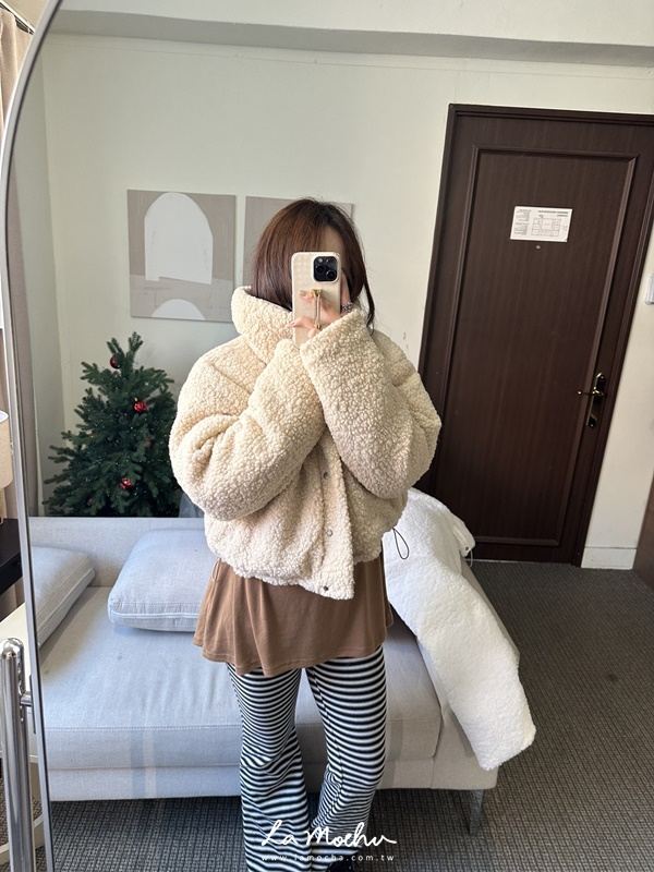 鋪棉壓釦羔羊毛外套(兩面穿)(闆娘.花花清單)